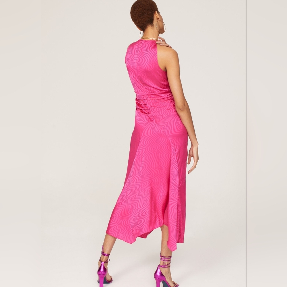 RONNY KOBO X RTR | $380 Satin Knotted Detail Midi Dress - Picture 4 of 13